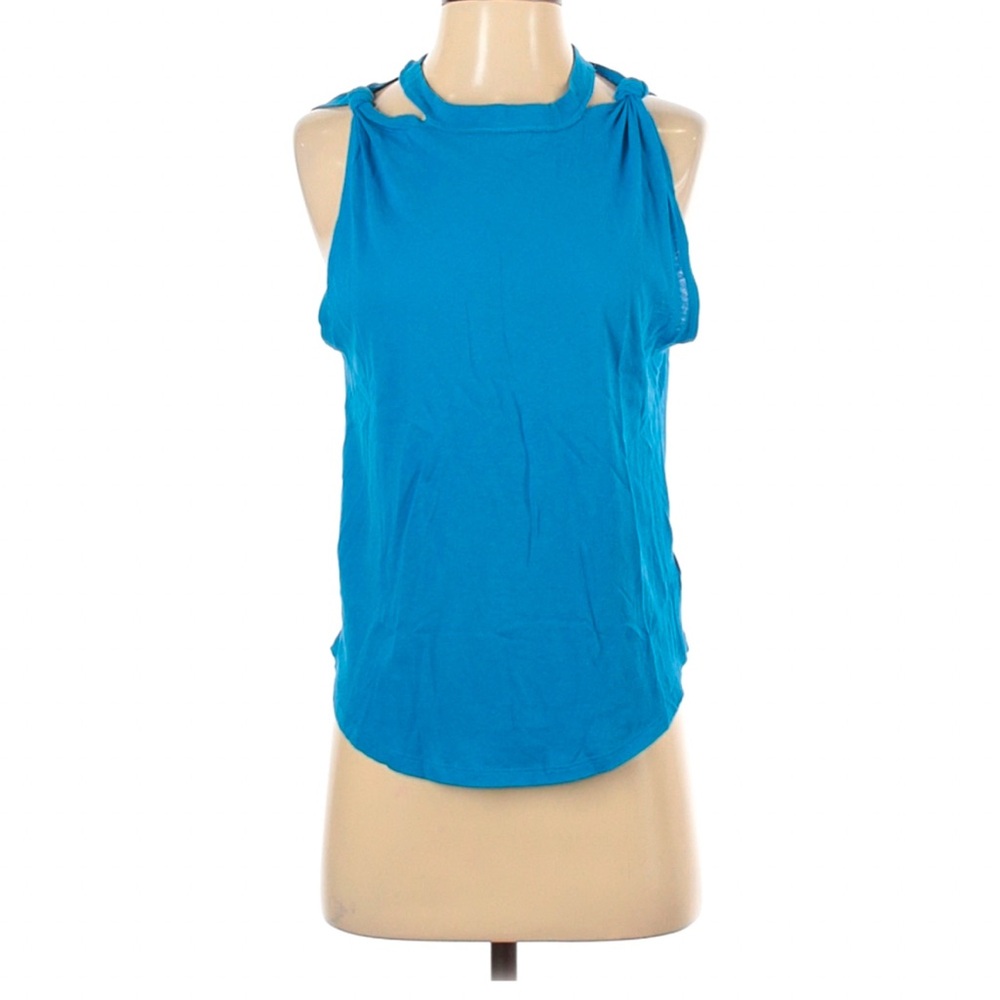 We the Free by Free People Blue Distressed Tank Top Size S